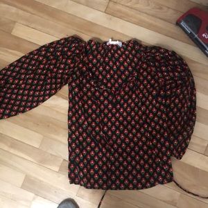 Saint Laurent rive gauche vintage puffy sleeves floral top